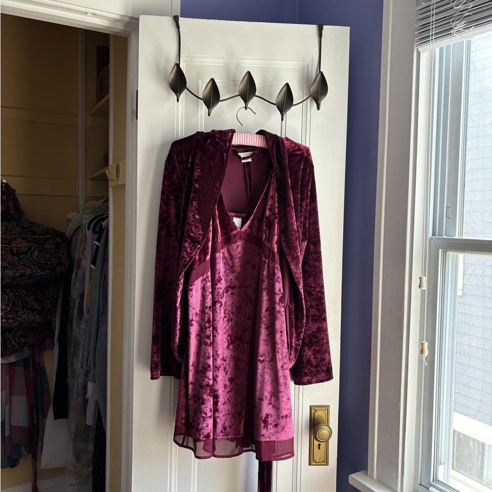 Shimera Burgundy Teddy & Robe Set